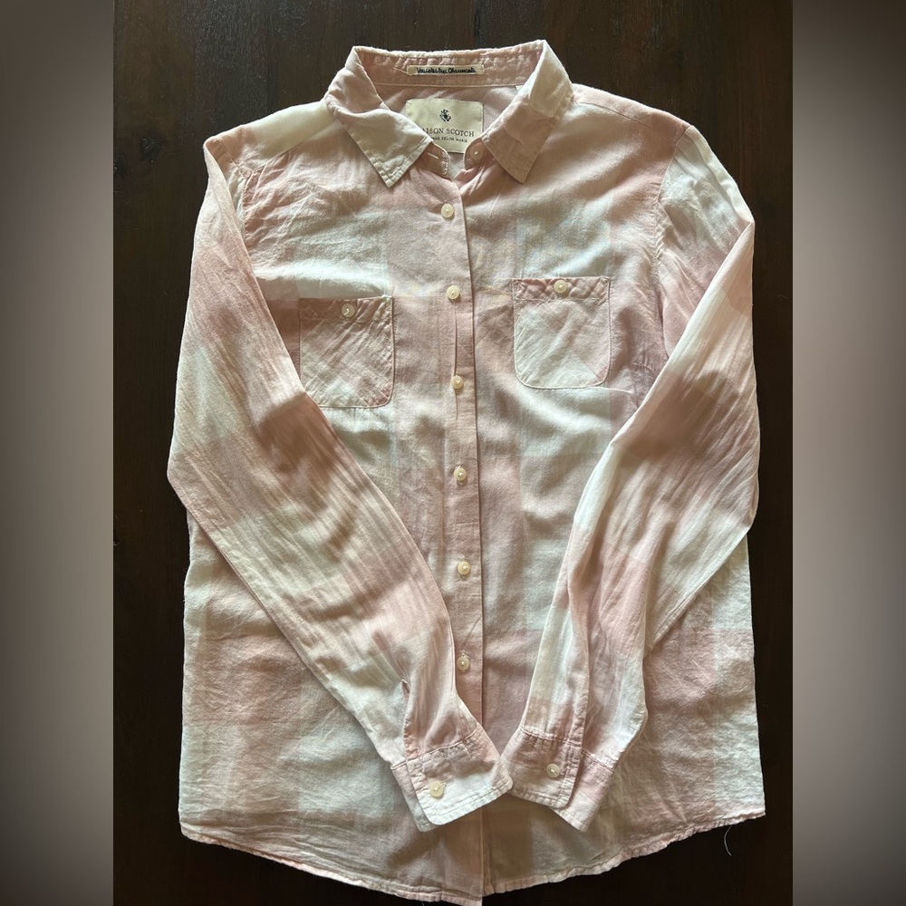 Maison Scotch Scotch & Soda Lightweight Check Button Down Shirt | Pink | 2 (M)